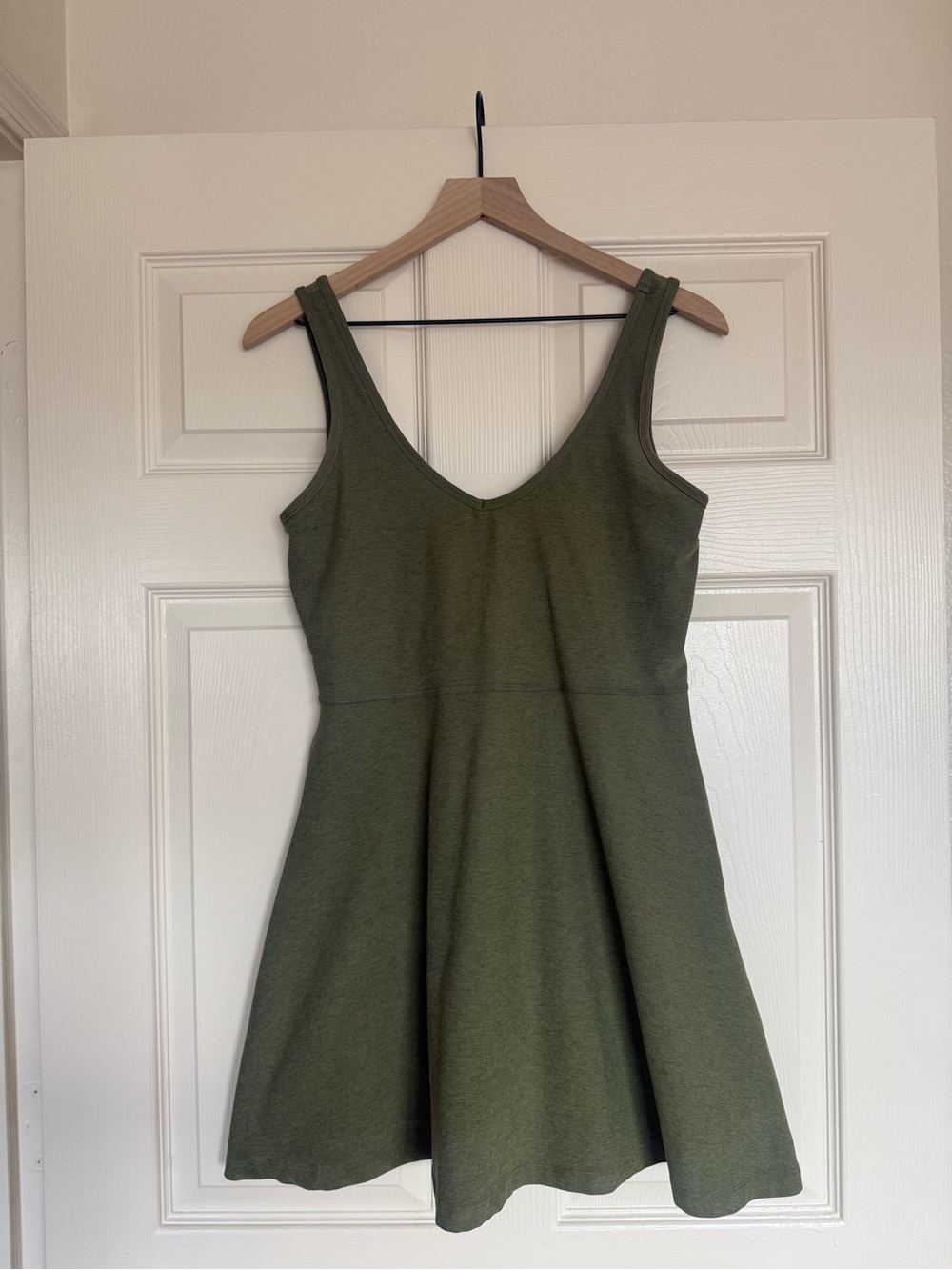 Beyond Yoga Olive Green V-Neck Flared Mini Dress